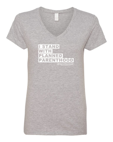 I Stand with PP Grey Ladies V-neck T